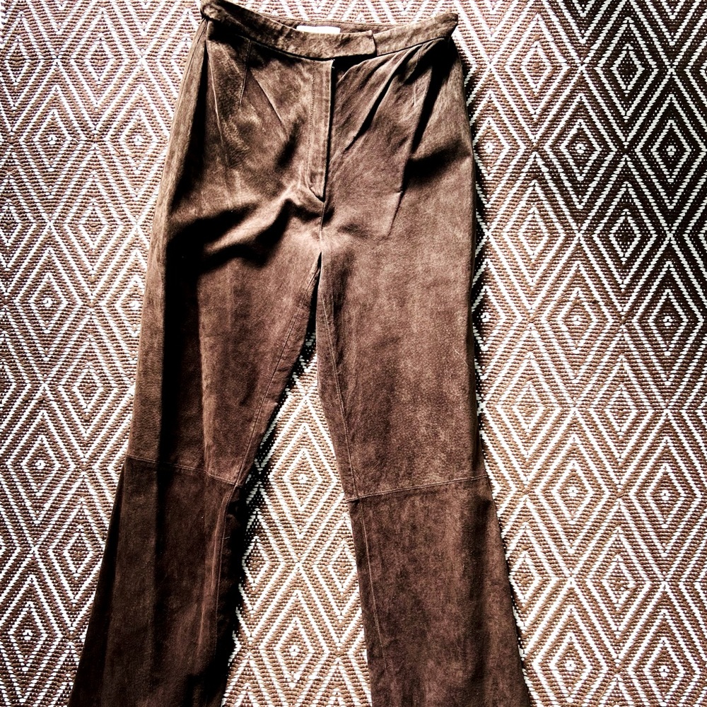 Straight leg brown suede Size 6 pants. Fit like Size 4/6.